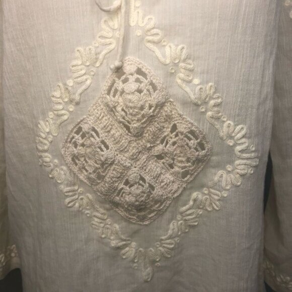Joie Boho Cream Off White Shift Dress Embroidered Size Medium - Picture 5 of 13